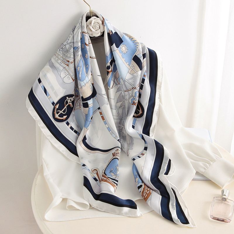 Luxury Skincare Headband - 90*90cm Women Square Silk Scarf Luxury