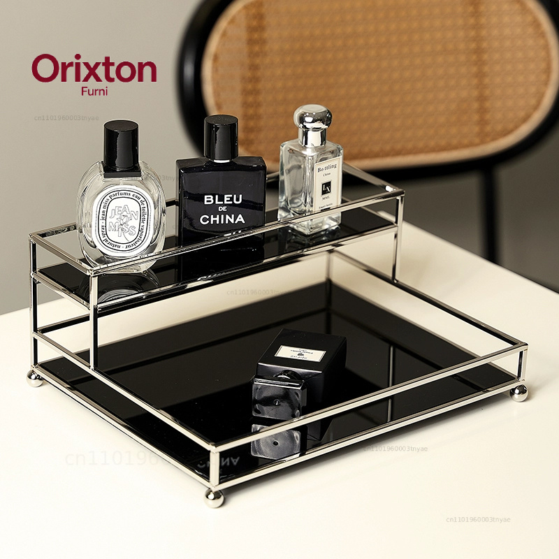 Luxury Skincare Tools - Light Luxury Black Desktop Metal Organiser