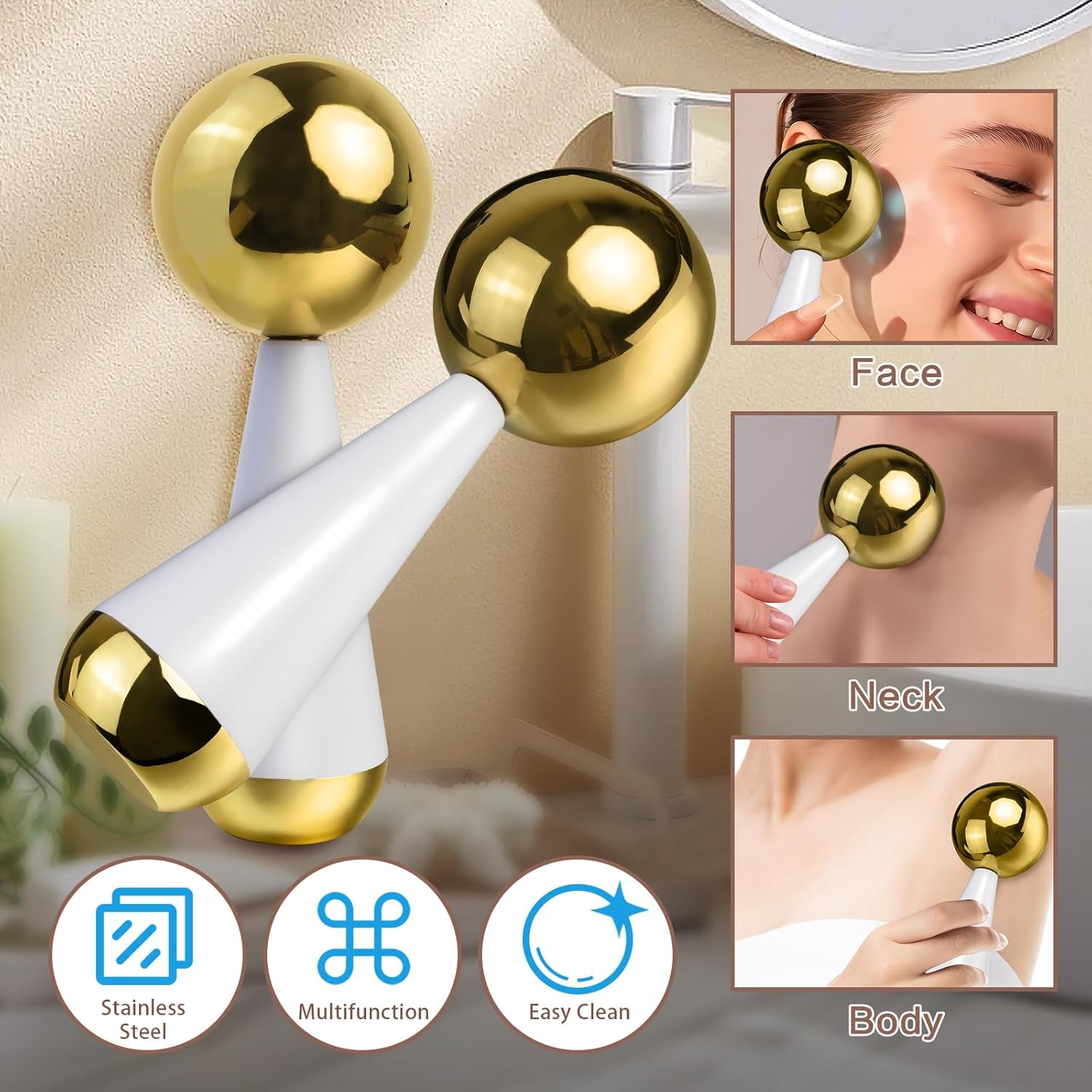 Ice Globes for Face Eyes Steel - Luxury Skincare Tools 评论和价格